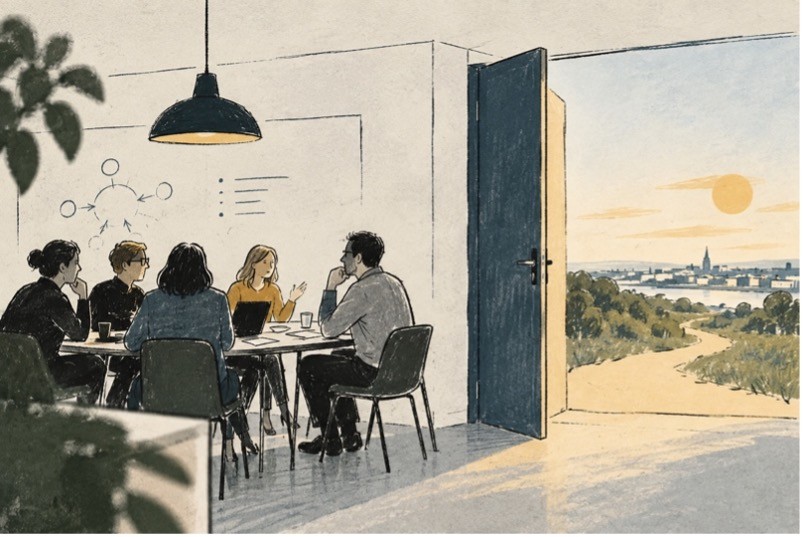 Teamutveckling på väg in och ut ur rummet